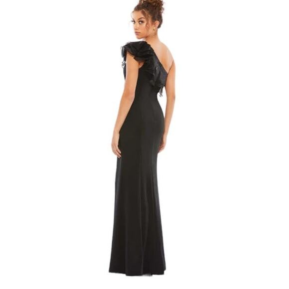 Mac Duggal One Shoulder Ruffle Evening Gown Black Style 26372 Size 6 NWT - Picture 2 of 9